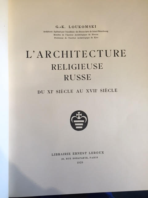 Image for L'Architecture Religieuse Russe Du X1 Siecle Au XV11 Siecle