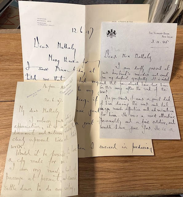 Letters concerning the death of Aubertin Walter Sothern Mallaby